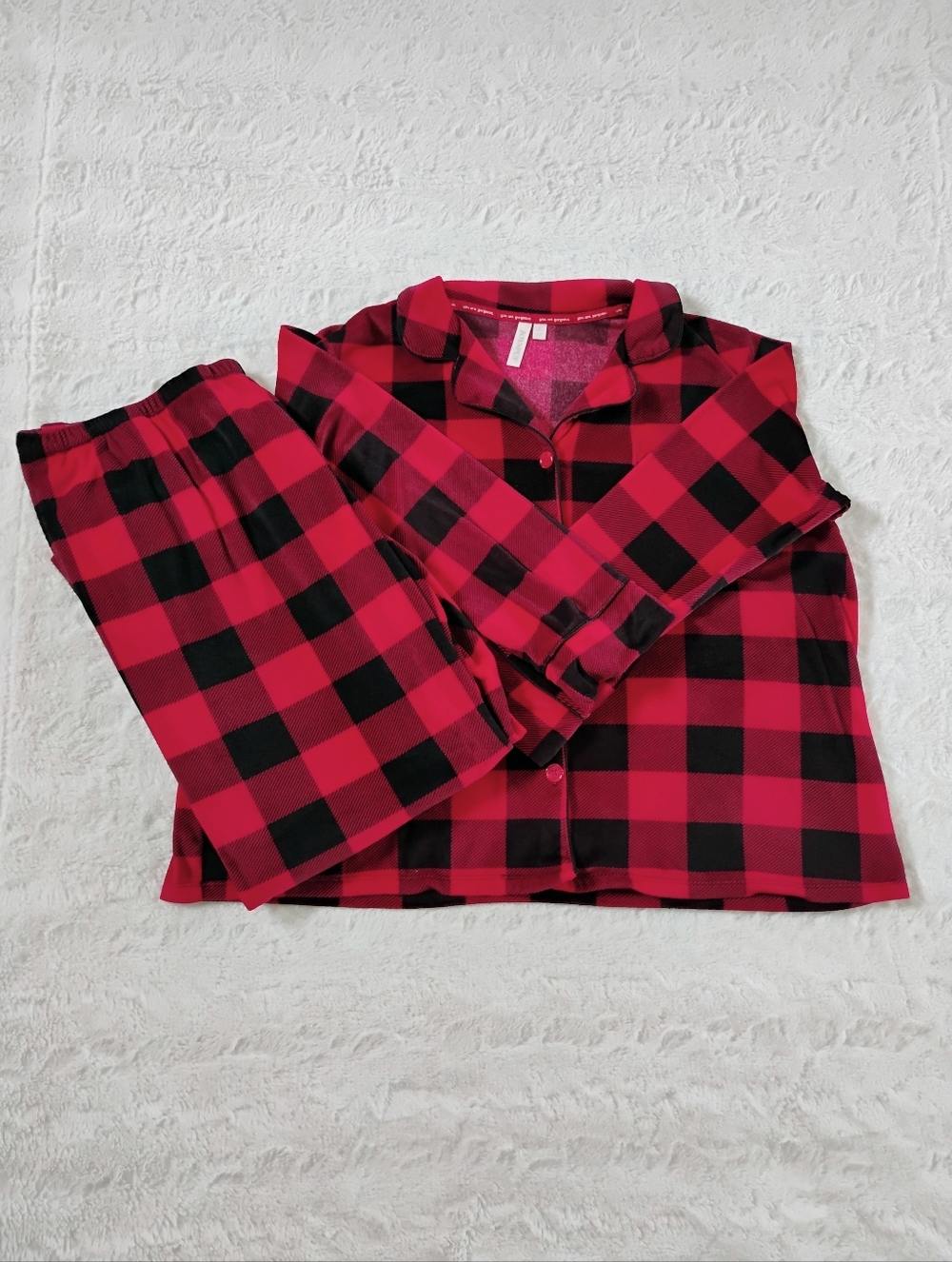 Joyspun Buffalo Plaid Soft Velour Pajama Set